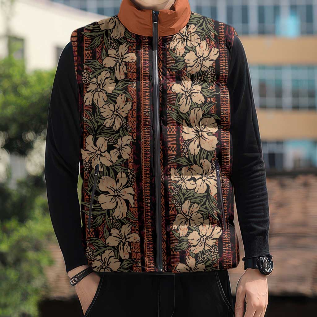 Hawaii Hibiscus Sleeveless Puffer Jacket Retro Style - Polynesian Pride