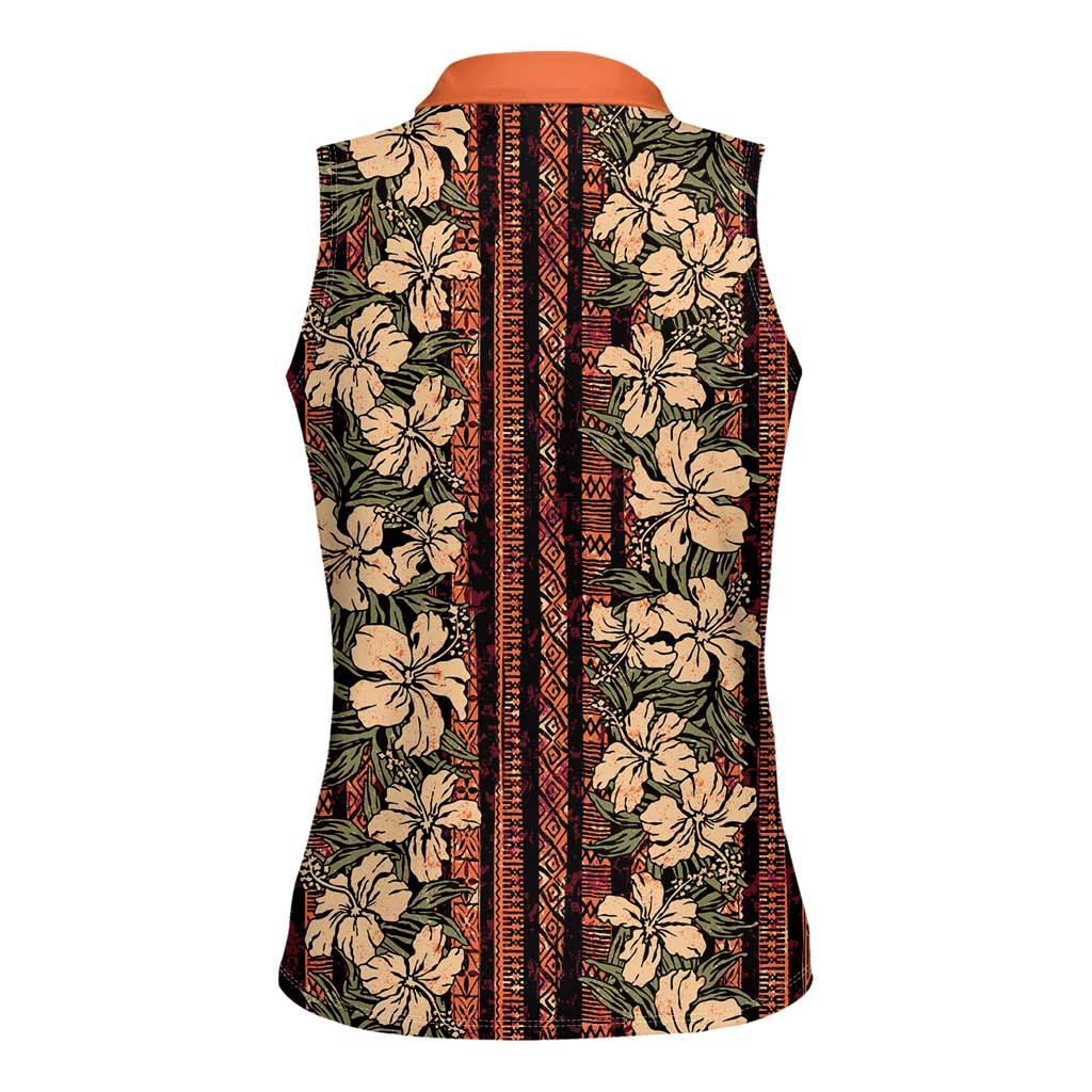 Hawaii Hibiscus Women Sleeveless Polo Shirt Retro Style - Polynesian Pride