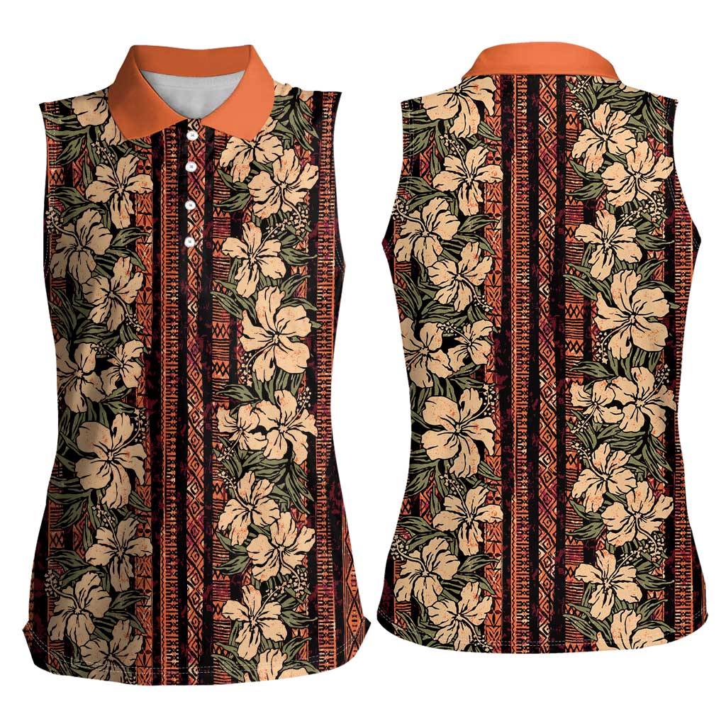 Hawaii Hibiscus Women Sleeveless Polo Shirt Retro Style - Polynesian Pride