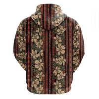 Hawaii Hibiscus Zip Hoodie Retro Style - Polynesian Pride