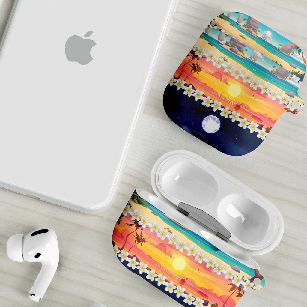 Hawaii Beach Landscape Time-Lapse AirPods Case Tropical Plumeria Flowers - Polynesian Pride