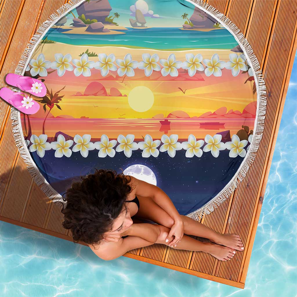 Hawaii Beach Landscape Time-Lapse Beach Blanket Tropical Plumeria Flowers - Polynesian Pride