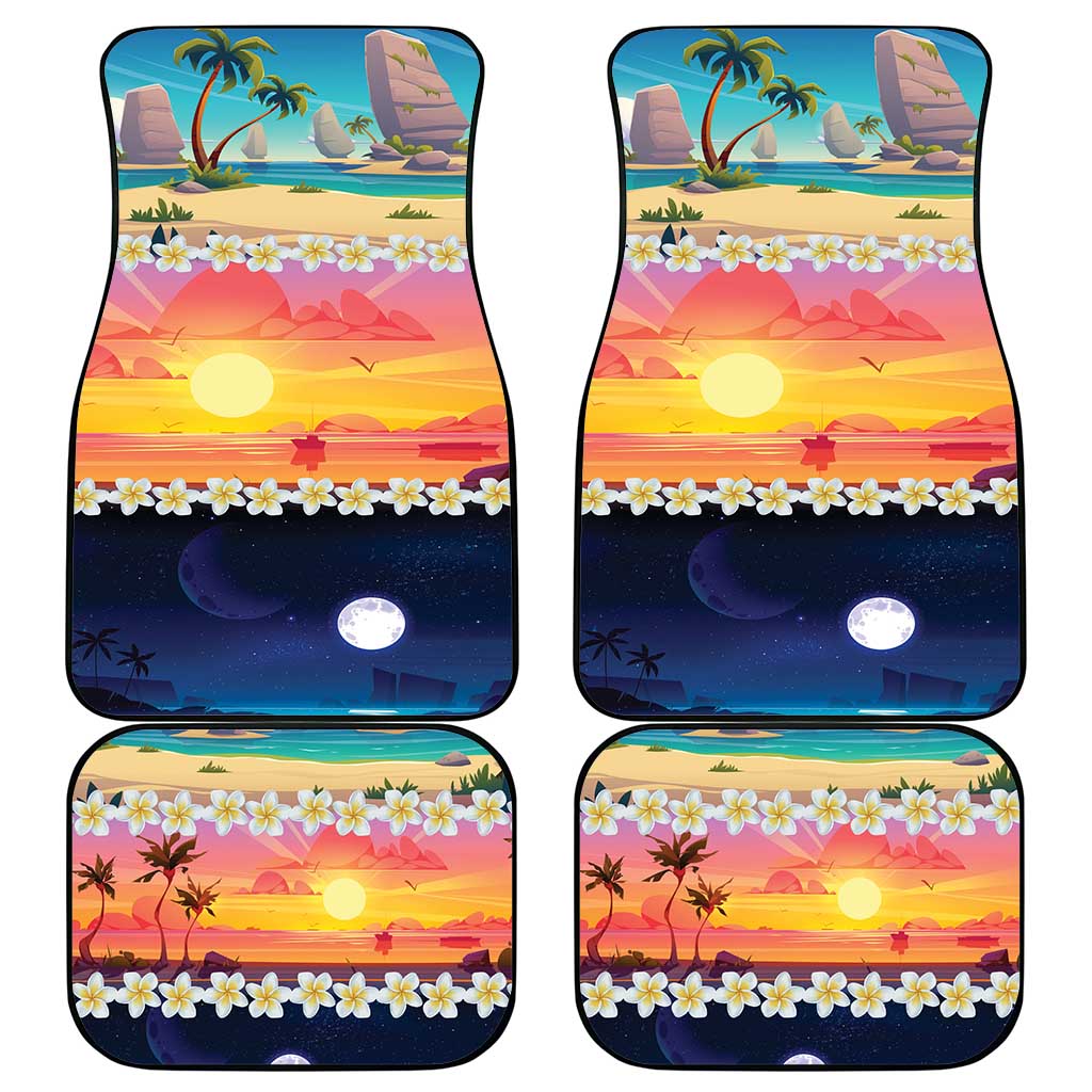 Hawaii Beach Landscape Time-Lapse Car Mats Tropical Plumeria Flowers - Polynesian Pride