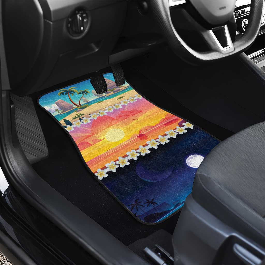 Hawaii Beach Landscape Time-Lapse Car Mats Tropical Plumeria Flowers - Polynesian Pride