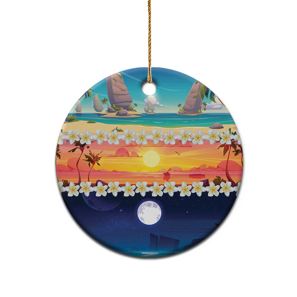 Hawaii Beach Landscape Time-Lapse Ceramic Ornament Tropical Plumeria Flowers LT01 - Polynesian Pride