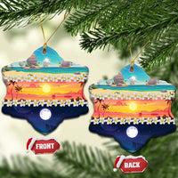 Hawaii Beach Landscape Time-Lapse Ceramic Ornament Tropical Plumeria Flowers LT01 Snow Flake Multicolor - Polynesian Pride