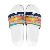 Hawaii Beach Landscape Time-Lapse Slide Sandals Tropical Plumeria Flowers - Polynesian Pride