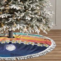 Hawaii Beach Landscape Time-Lapse Tree Skirt Tropical Plumeria Flowers - Polynesian Pride