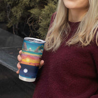 Hawaii Beach Landscape Time-Lapse Tumbler Cup Tropical Plumeria Flowers - Polynesian Pride