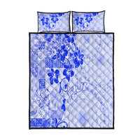 Fiji Masi With Hibiscus Tapa Tribal Quilt Bed Set Blue Pastel LT01 Blue - Polynesian Pride