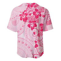 Fiji Masi With Hibiscus Tapa Tribal Baseball Jersey Pink Pastel LT01 - Polynesian Pride