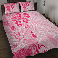 Fiji Masi With Hibiscus Tapa Tribal Quilt Bed Set Pink Pastel LT01 - Polynesian Pride