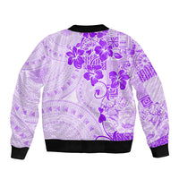 Fiji Masi With Hibiscus Tapa Tribal Bomber Jacket Purple Pastel LT01 - Polynesian Pride