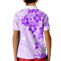Fiji Masi With Hibiscus Tapa Tribal Kid Polo Shirt Purple Pastel LT01 - Polynesian Pride