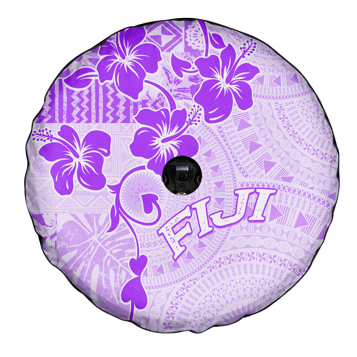 Fiji Masi With Hibiscus Tapa Tribal Spare Tire Cover Purple Pastel LT01 - Polynesian Pride