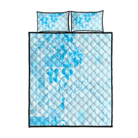 Fiji Masi With Hibiscus Tapa Tribal Quilt Bed Set Sky Blue Pastel LT01 Blue - Polynesian Pride
