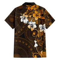Fiji Masi With Hibiscus Tapa Tribal Family Matching Short Sleeve Bodycon Dress and Hawaiian Shirt Gold Version LT01 - Polynesian Pride