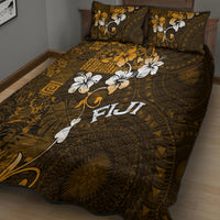Fiji Masi With Hibiscus Tapa Tribal Quilt Bed Set Gold Version LT01 - Polynesian Pride