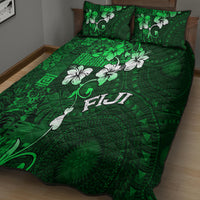 Fiji Masi Quilt Bed Set Fijian Hibiscus Tapa Green Version LT01 - Polynesian Pride