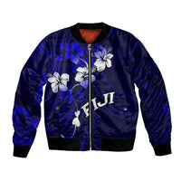 Fiji Masi Bomber Jacket Fijian Hibiscus Navy Blue Gold Version LT01 Unisex Blue - Polynesian Pride