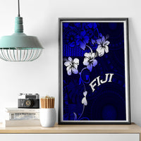 Fiji Masi Canvas Wall Art Fijian Hibiscus Navy Blue Gold Version LT01 - Polynesian Pride