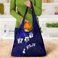 Fiji Masi Grocery Bag Fijian Hibiscus Navy Blue Gold Version