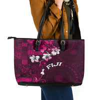Fiji Masi Leather Tote Bag Fijian Hibiscus Tapa Pink Version LT01 - Polynesian Pride