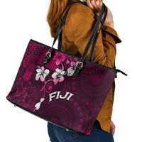 Fiji Masi Leather Tote Bag Fijian Hibiscus Tapa Pink Version LT01 - Polynesian Pride