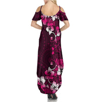 Fiji Masi Summer Maxi Dress Fijian Hibiscus Tapa Pink Version LT01 - Polynesian Pride