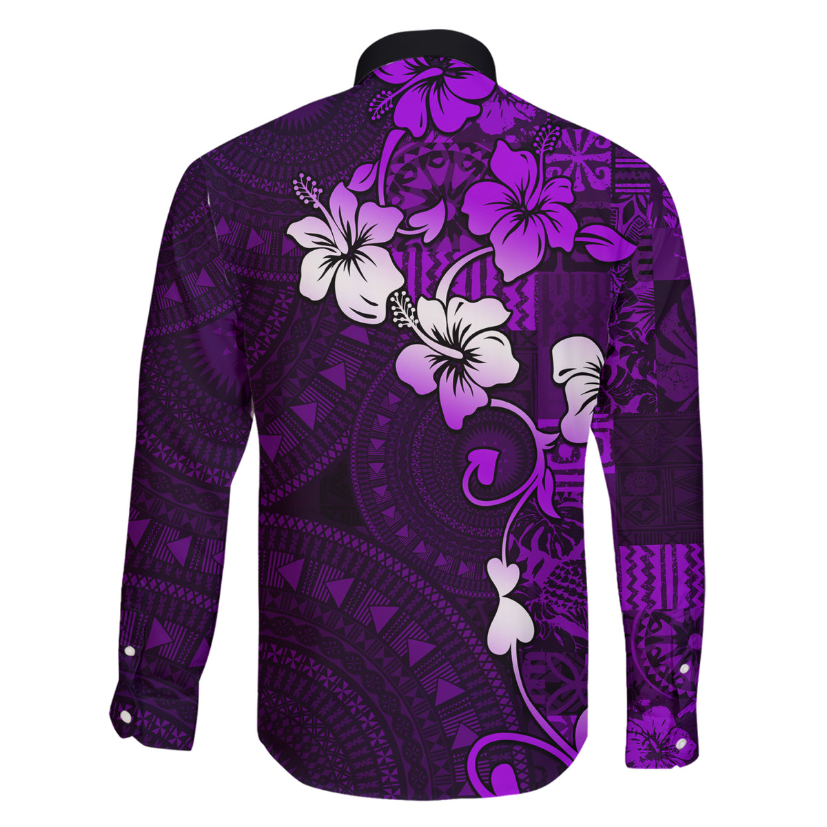 Fiji Masi Family Matching Short Sleeve Bodycon Dress and Hawaiian Shirt Fijian Hibiscus Tapa Purple Version LT01 - Polynesian Pride