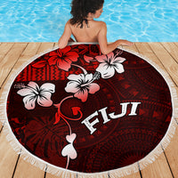 Fiji Masi Beach Blanket Fijian Hibiscus Tapa Red Version LT01 - Polynesian Pride