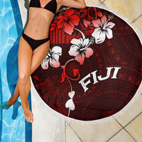 Fiji Masi Beach Blanket Fijian Hibiscus Tapa Red Version LT01 - Polynesian Pride