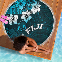 Fiji Masi Beach Blanket Fijian Hibiscus Tapa Sky Blue Version LT01 - Polynesian Pride