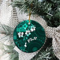 Fiji Masi Ceramic Ornament Fijian Hibiscus Tapa Turquoise Version LT01 - Polynesian Pride
