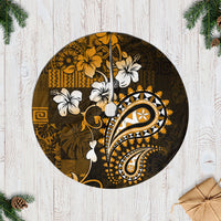 Fiji Masi Paisley With Hibiscus Tapa Tree Skirt Gold Version LT01 Casual Tree Skirts Gold - Polynesian Pride