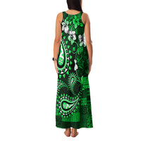 Fiji Masi Paisley With Hibiscus Tapa Family Matching Tank Maxi Dress and Hawaiian Shirt Green Version LT01 - Polynesian Pride