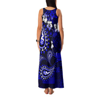 Fiji Masi Paisley With Hibiscus Tapa Family Matching Tank Maxi Dress and Hawaiian Shirt Navy Blue Version LT01 - Polynesian Pride