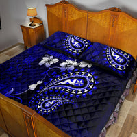 Fiji Masi Paisley With Hibiscus Tapa Quilt Bed Set Navy Blue Version LT01 - Polynesian Pride