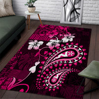 Fiji Masi Paisley With Hibiscus Tapa Area Rug Pink Version LT01 Pink - Polynesian Pride