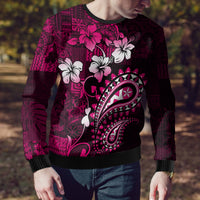 Fiji Masi Paisley With Hibiscus Tapa Ugly Christmas Sweater Pink Version LT01 - Polynesian Pride