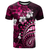 Fiji Masi Paisley With Hibiscus Tapa T Shirt Pink Version LT01 Pink - Polynesian Pride