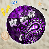 Fiji Masi Paisley Beach Blanket Fijian Hibiscus Tapa Purple Version LT01 One Size 150cm Purple - Polynesian Pride