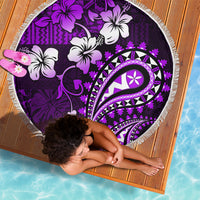 Fiji Masi Paisley Beach Blanket Fijian Hibiscus Tapa Purple Version LT01 - Polynesian Pride