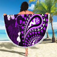 Fiji Masi Paisley Beach Blanket Fijian Hibiscus Tapa Purple Version LT01 - Polynesian Pride