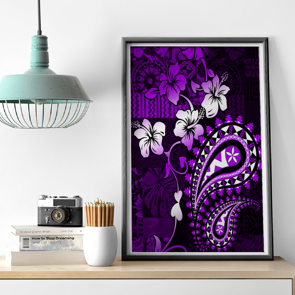 Fiji Masi Paisley Canvas Wall Art Fijian Hibiscus Tapa Purple Version LT01 - Polynesian Pride