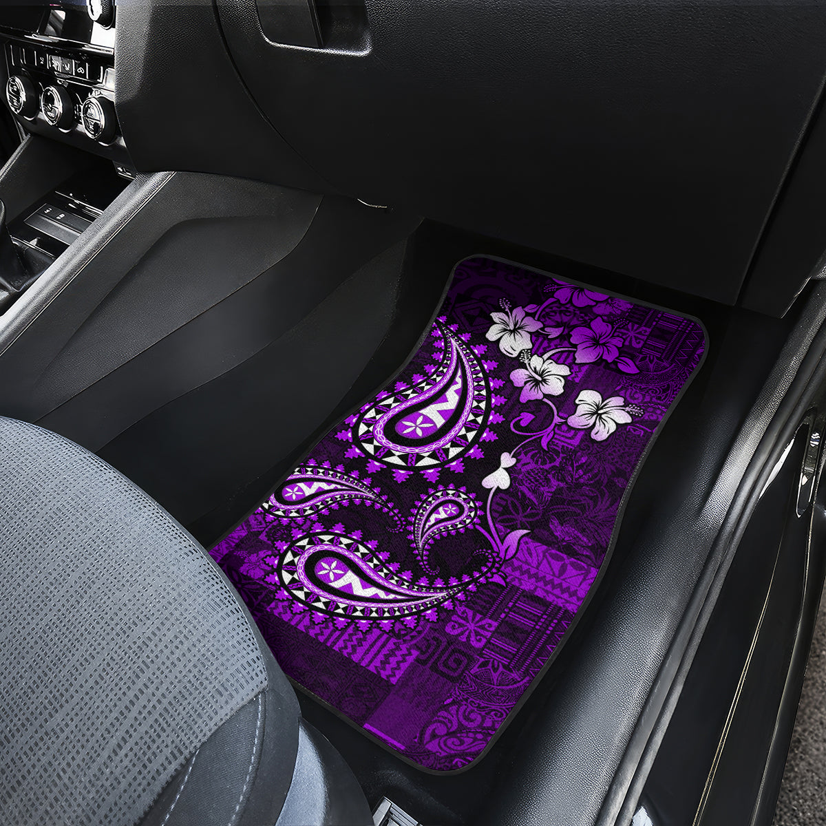 Fiji Masi Paisley Car Mats Fijian Hibiscus Tapa Purple Version LT01 - Polynesian Pride