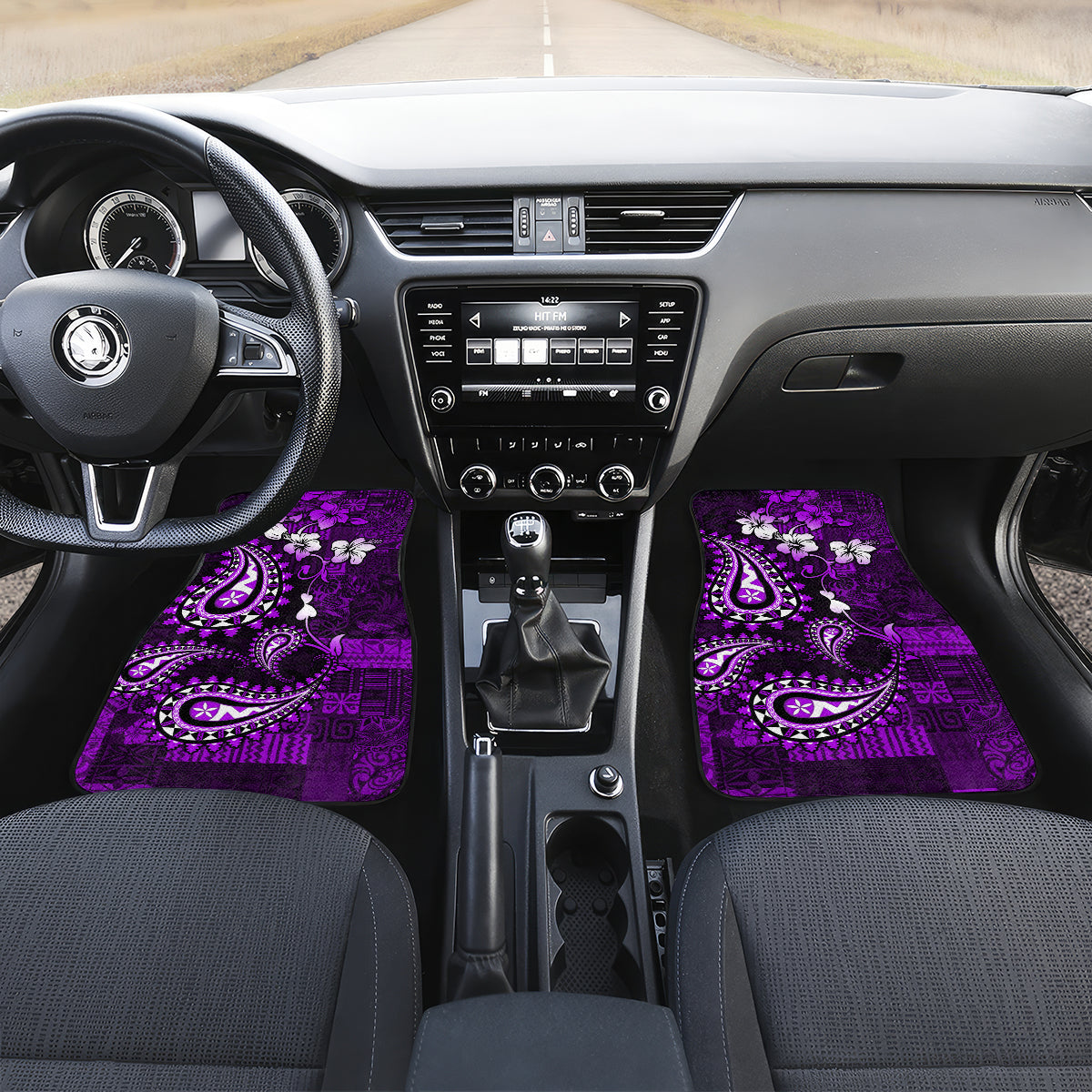 Fiji Masi Paisley Car Mats Fijian Hibiscus Tapa Purple Version LT01 - Polynesian Pride