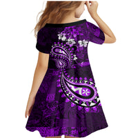 Fiji Masi Paisley Family Matching Mermaid Dress and Hawaiian Shirt Fijian Hibiscus Tapa Purple Version LT01 - Polynesian Pride