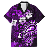 Fiji Masi Paisley Family Matching Mermaid Dress and Hawaiian Shirt Fijian Hibiscus Tapa Purple Version LT01 Dad's Shirt - Short Sleeve Purple - Polynesian Pride