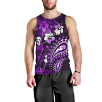 Fiji Masi Paisley Men Tank Top Fijian Hibiscus Tapa Purple Version LT01 - Polynesian Pride
